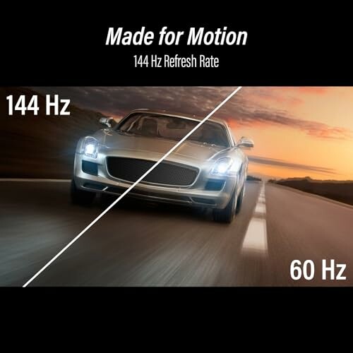 Comparison of car motion at 144 Hz and 60 Hz refresh rates.