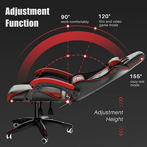 Ergonomic gaming chair showcasing adjustable reclining positions.