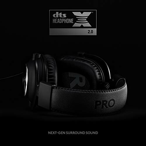 Gaming headset with DTS Headphone X 2.0 certification on black background.