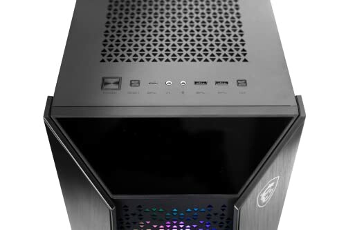 Top view of a gaming PC case with USB ports and power button