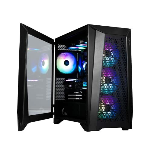 Gaming PC with RGB lighting and transparent side panel